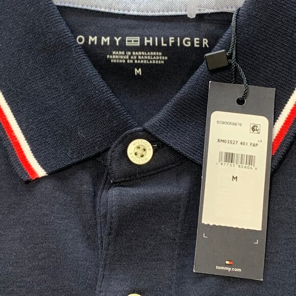 NWT Tommy Hilfiger Polo Shirt Men Regular Fit Size M Dark Blue Short Sleeve - Picture 7 of 12